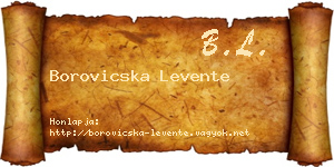Borovicska Levente névjegykártya